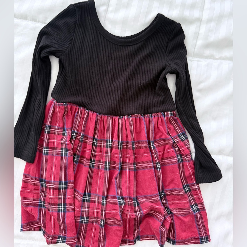 Little Sleepies Black and Red Plaid Long Sleeve Dress - Sz 18-24M